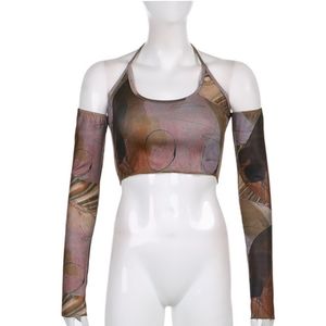 Y2K Cropped Long Sleeve Halter Euphoria Style Top